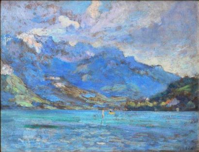 null Hippolyte LETY (1878-1959) Lac d'Annecy, après-midi de septembre 1925 Huile...