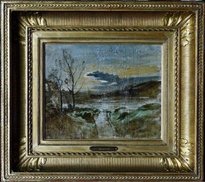 null François-Auguste RAVIER (1814-1895) Crépuscule, étang de l'Aleva à Morestel...