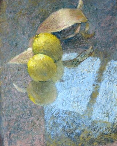 null Mathieu WEEMAELS (né en 1967) Reflet de nature morte aux citrons Pastel gras....