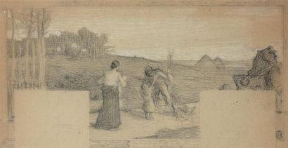null Ernest LAURENT (1859-1929) La famille, 1884
Dessin au crayon noir et rehauts...