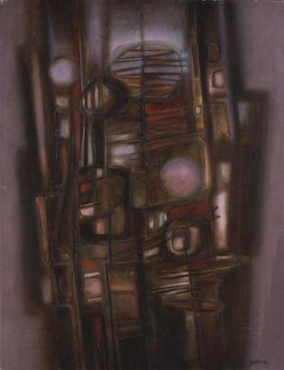  Guy PERRON (1930-2017). Rhapsodie. Huile et acrylique sur toile signée en bas à...