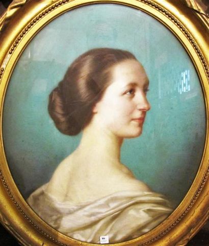 null L. FAIVRE-DUFFER. Portrait de femme au chignon. Pastel, signé et daté 1862 au...