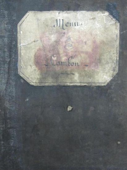 null Menus Manuscrits du Ritz Cambon. 2 in-folio sous couverture toile cirée (déchirure,...