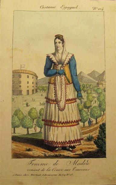 null Ensemble de gravures du XVIIIe et du XIXe siècle en couleurs sur les costumes...