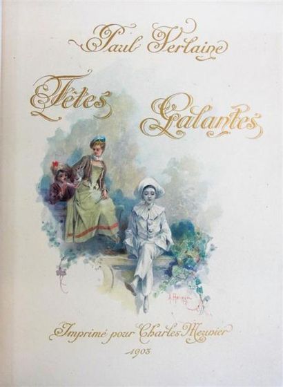 null VERLAINE (Paul). Fêtes galantes. Paris, Charles Meunier, 1913. In-4, bradel,...