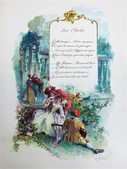 null VERLAINE (Paul). Fêtes galantes. Paris, Charles Meunier, 1913. In-4, bradel,...