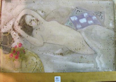 null DESHIMA Shunko. Nues allongées, deux peintures sur soie, signées et datées 1932...