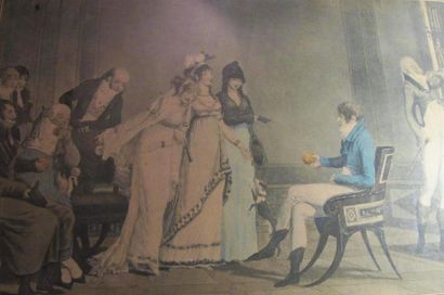 null Deux gravures XIXe siècle titrées "L'Orange et les visites", une gravure en...