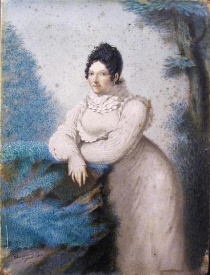 null Ecole française du XIXe siècle, Portrait de Diane chasseresse et Portrait de...