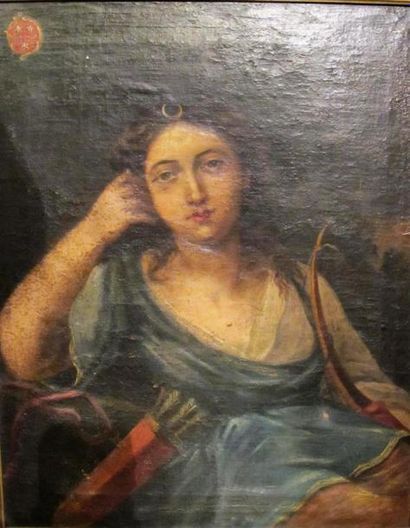 null Ecole française du XIXe siècle, Portrait de Diane chasseresse et Portrait de...