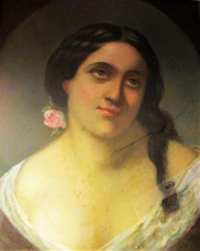 null Ecole française du XIXe siècle, portraits de femmes, pastels, un monogrammé...