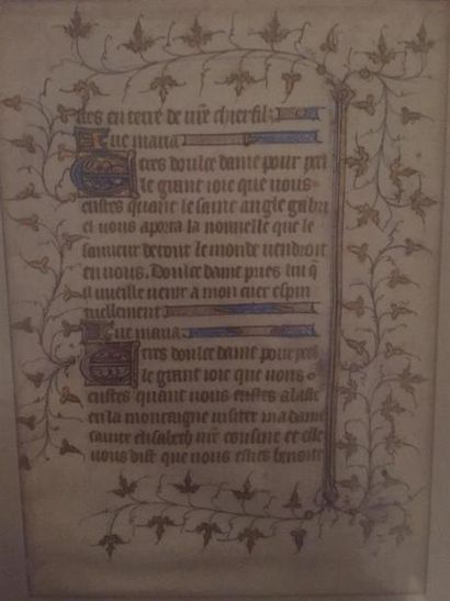 null Quatre pages de manuscrit enluminé, XIXe