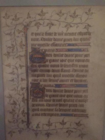null Quatre pages de manuscrit enluminé, XIXe