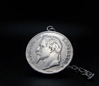 null Monnaie de 5 Francs Napoléon III, 1868, monté en porte clefs. Poids 30,5 g.