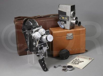 null Paillard Bolex H16 dans valise, n°72125, avec trois objectifs Som Berthiot Cinor...