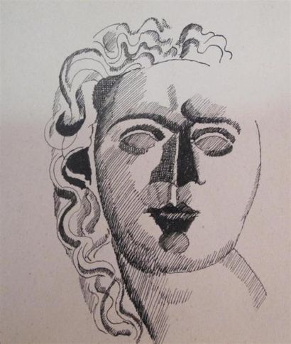 null Louis BILLOTEY (1883-1940) Cassandre 2 études au crayon sur papier. 32 x 24.5...
