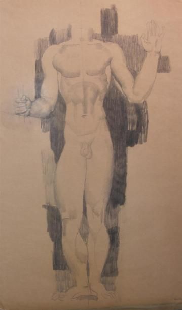 null Louis BILLOTEY (1883-1940) Etude de Saint Sébastien Dessin au crayon sur papier...