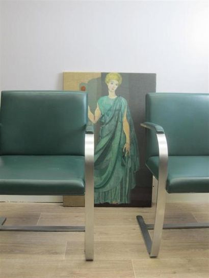 null Mies VAN DER ROHE (1886-1969) & KNOLL (ÉDITEUR) Paire de fauteuils «BRNO», la...