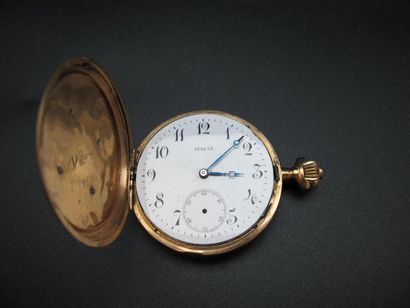 null Montre de poche en or, manque le verre et élement décoratif. Poids brut: 78...