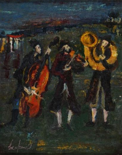 null Boris S. FRENKEL (1895-1984) Trois musiciens Huile sur toile signée en bas à...