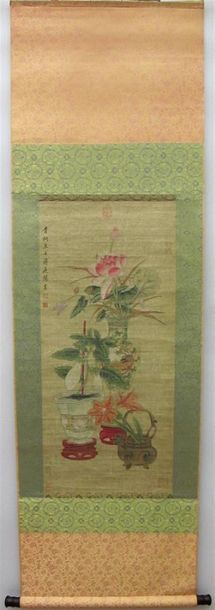 null JIANG Jingxi (1669-1732) ou postérieur
Peinture à l'encre et couleurs sur papier...