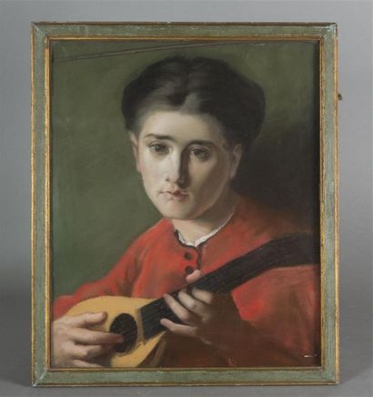 null Ecole française du XIXe siècle
Joueuse de mandoline
Pastel sur papier, note...