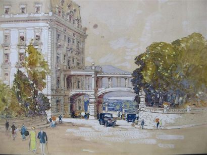 null Ecole moderne vers 1910
Hôtel de Paris, Monaco. Entrée et parc animé
Deux dessins...