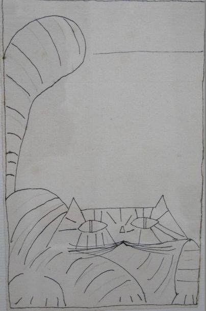 null Oscar DOMINGUEZ (1906-1957) Le chat
Crayon noir, plume et encre noire sur papier...