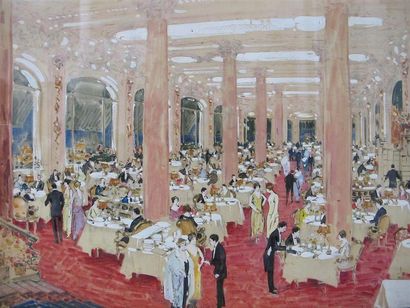 null Ecole moderne vers 1910
Hôtel de Paris, Monaco. Salle du restaurant et terrasse...