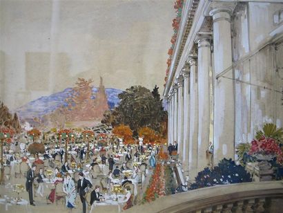 null Ecole moderne vers 1910
Hôtel de Paris, Monaco. Salle du restaurant et terrasse...