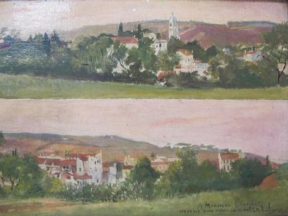 null Georges Antoine ROCHEGROSSE (1859-1938) Vues panoramiques de villages Huile...