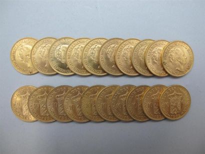 null PAYS BAS. 20 pièces de 10 Gulden or, Wilhelmina.Poids: 134.3 g