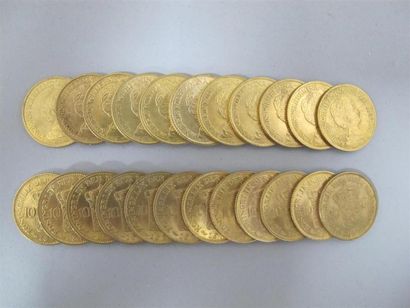 null PAYS BAS. 23 pièces de 10 Gulden or, Wilhelmina.Poids: 154.3 g