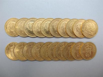 null PAYS BAS. 20 pièces de 10 Gulden or, Wilhelmina.Poids: 134.3 g