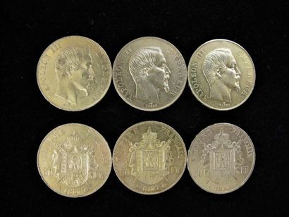 FRANCE. 6 pièces de 50 francs or, Napoléon...