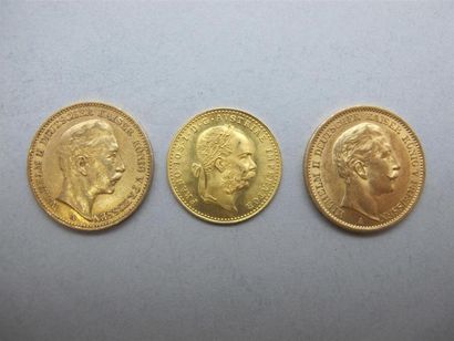 ALLEMAGNE. 2 pièces de 20 marks or (1903-1896)...