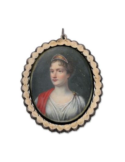 null Médaillon bi-face représentant Napoléon 1er sur une face et une femme coiffée...