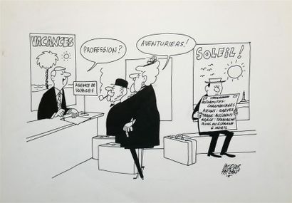 null Sans légende, 1988.
Dessin à l'encre noire sur papier signé en bas à droite,...