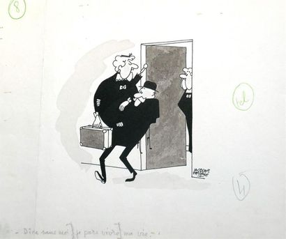 null " Dîne sans moi, je pars vivre ma vie", 1961.
Dessin à l'encre et lavis d'encre...