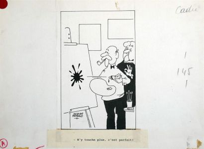 null " N'y touche plus, c'est parfait ! ", 1961.
Dessin à l'encre noire sur papier...