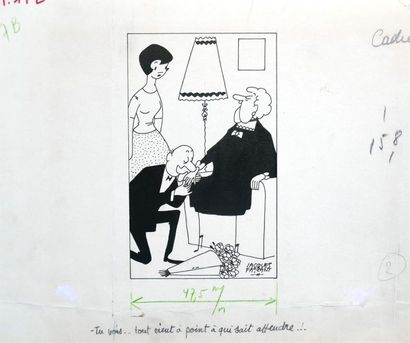 null " Tu vois...tout vient à point à qui sait attendre !", 1961.
Dessin à l'encre...