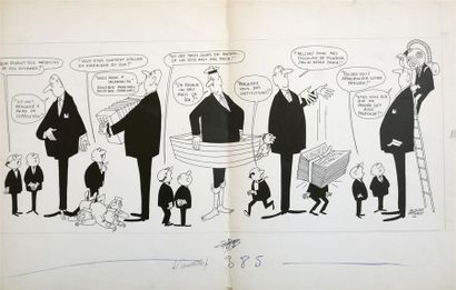 null Sans légende, de Gaulle, 1964.
Dessin à l'encre noire sur papier signé en bas...