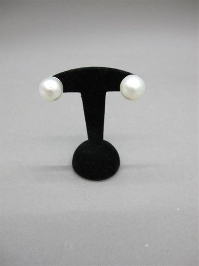 null Paire de boutons d'oreilles en or blanc 750°/°° (18k) ornés de perle de culture.
Diamètre...