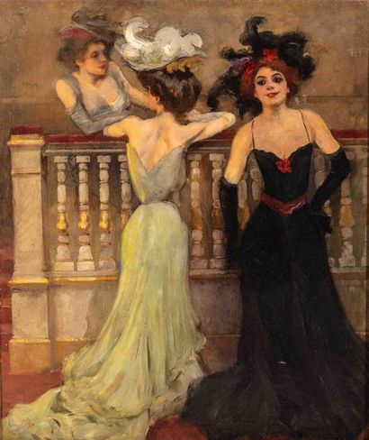 null Tony MINARTZ (1870-1944)
Jeunes femmes au cabaret.
Huile sur toile (restaurations),...