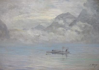 null Ernest Victor HAREUX (1847-1909)
Pêcheurs sur un lac de montagne
Huile sur toile...