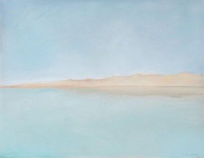 null Denise ESTEBAN (1925-1986) 
Koweït, le désert après la pluie 
Pastel. Signée...