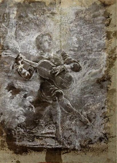 null École française du XVIIIe siècle
Le joueur de guitare
Encre brune et gouache...