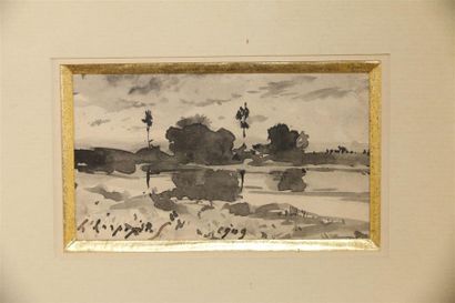 null Henri Joseph HARPIGNES (1819-1916) 
Paysage
Encre de chine, signée, datée de...
