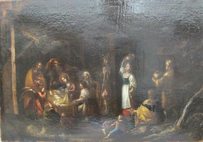 null École italienne du XVIIe siècle
Adoration des bergers
Huile sur toile, rentoilage...