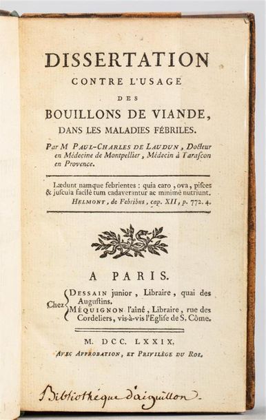 Paul-Charles de LAUDUN. Dissertation contre...
